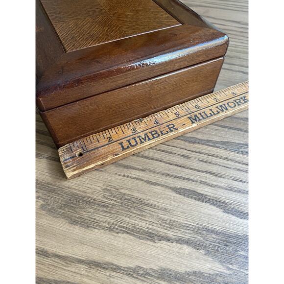 Vintage Midcentury Valet Butler Box Wood Jewelry Box With Mirror And Felt Lining - Picture 5 of 7
